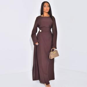 Islamic Clothing Soft Crepe Abaya Dress with Gold Buckle Breathable and Modest for Spring Season